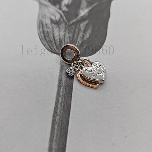 Pandora Heart Padlock Double Dangle Charm - Picture 5 of 6